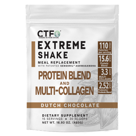 Chocolate EXTREME SHAKE w/Sensoril® Ashwagandha PROTEIN & MULTI-COLLAGEN  (15 servings, 2 scoops per serving)